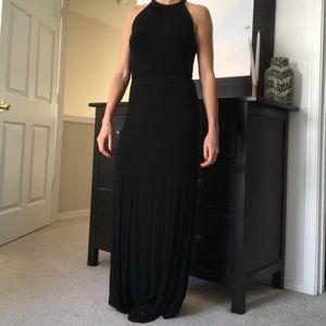 Black floor length high neck maxi dress
